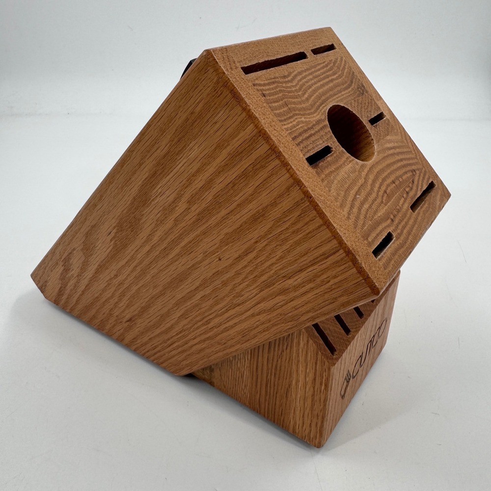 Cutco Wooden Knife Storage Block 12 Blade 13 Slot Solid Honey Oak Made USA - Picture 7 of 9